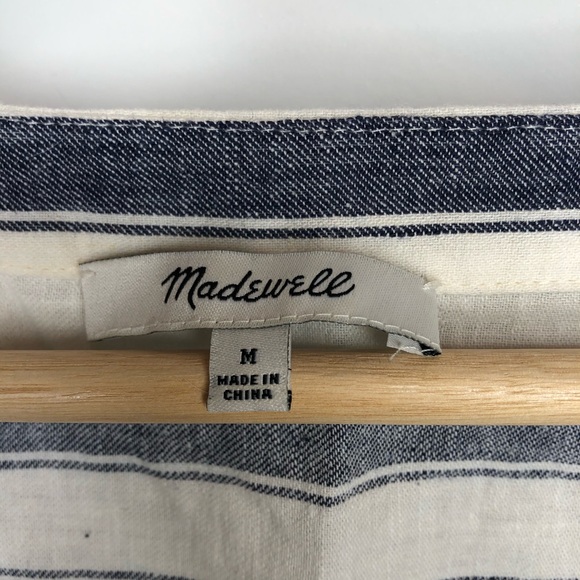 Madewell top grommet lace up blue stripe medium - Picture 4 of 8
